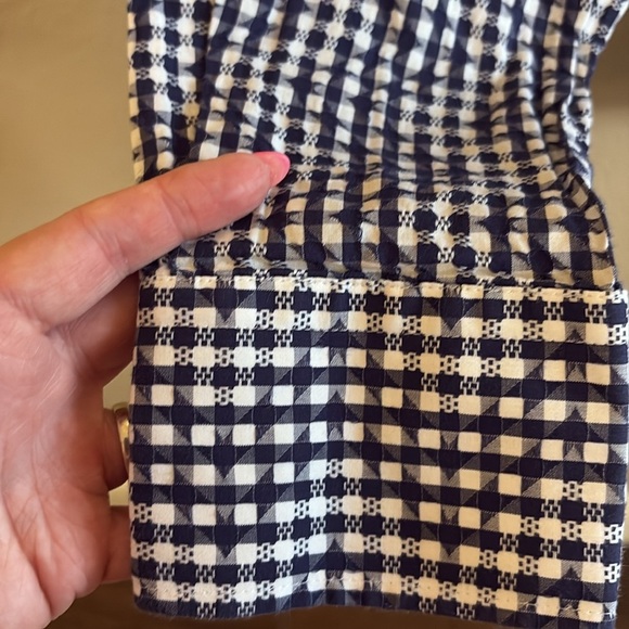 Visconti Textured Navy Gingham Casual Button Down Shirt/ Size small/ 100%cotton - Picture 4 of 7